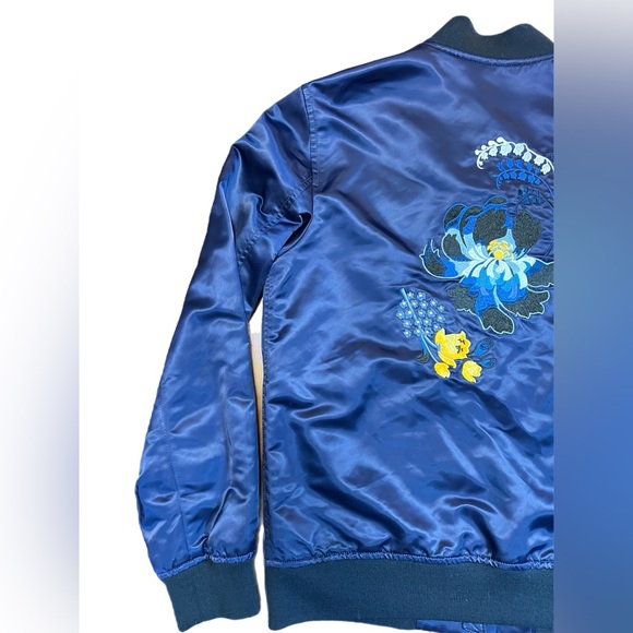 Blue floral satin club Monaco bomber - Picture 5 of 6